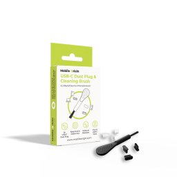 Mobile Origin USB-C Dust Plug & Cleaning Brush CL1 Black/Clear for iPhone/Android