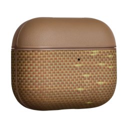 Carcasa Pitaka pentru AirPods Pro 3, fibra de aramida, Golden Glint auriu, protectie premium