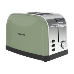 Prajitor de paine Vintage II Olive, 950W, 2 fante scurte, 7 nivele, 3 functii, otel inoxidabil, centrare, tava firimituri, functie de ridicare, infasurator cablu, verde masline