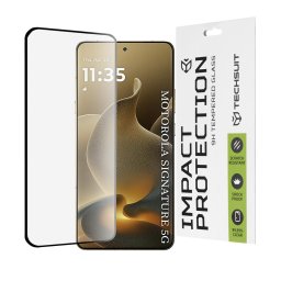 Folie pentru Motorola Signature - Techsuit 111D Full Cover / Full Glue Glass / 3D Curved Screen - Black