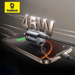 Quick Charge 45W, 1 x USB Type-C, pt. bricheta auto, include cablu USB Type-C la USB Type-C 1m, negru