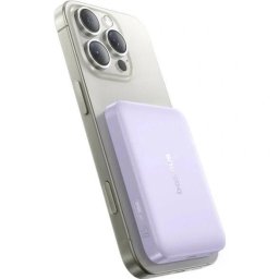 Baterie externa EnerFill FM11, 10000mAh, 22.5W, prindere magnetica incarcare wireless 15W, 1 x USB Type-C, cablu inclus USB Type-C la USB Type-C 30cm, violet