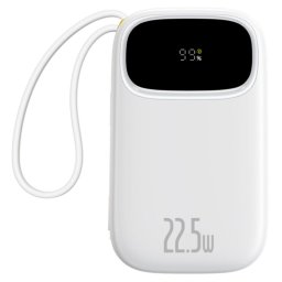 Baterie externa POWER BANK Baseus Qpow3, 20000mAh, 22.5W, 1 x USB, cablu integrat USB Type-C, cablu integrat Iphone Lightning, alb, "P10082107213-00" (timbru verde 0.98 lei) - 6932172691189