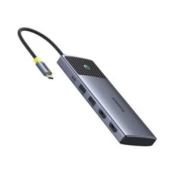Metal Gleam Series II 7-in-1, conec PC USB-C, USB 3.0x3, USB Type-Cx1, USB-Type-Cx1 PD 100W, HDMIx2/4K/60Hz,LED, gri
