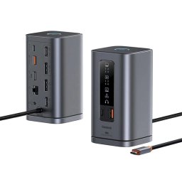 Spacemate RD1 Series 11-in-1, conectare PC USB-C,2xHDMI 4K@60Hz,2xDP 4K@60Hz,2xUSB-A (10Gbps),1xUSB-C (10Gbps),1xRJ45,1xUSB-A (480Mbps),1xUSB-C (PD),1x3.5mm, incarcator(EU), gri