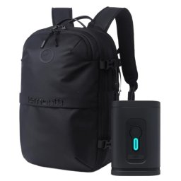 Rucsac Smart Premium cu Vacuum si pompa vid 5 capete inclusa, 30-60L pentru cabina avion, impermeabil, doua mufe incarcare USB: USB-A si Type-C, extensie suplimentara, sistem antifurt, Negru