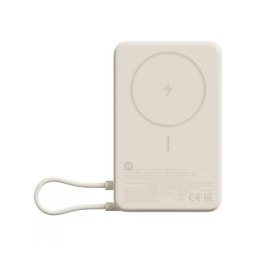 Baterie externa magnetic cu suport incorporat USB-C 10000 mAh Cablu USB-C integrat Incarcare Wireless 15 W Control inteligent al temperaturii 33W Bej