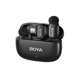 Microfon BOYA Microphone Wireless Mini 2-02 2.4GHz, AI Powered Noise Cancellation with 2 transmitters and 1 receiver (Type-C) Black EU