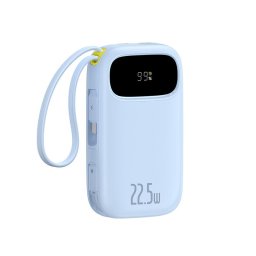 Baterie externa EnerFill FC31 Digital Display 20.000 mAh, 22.5W, cablu USB-C si Lightning incorporat, Albastru