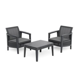 Atlas linea set balcon din plastic cu pernă gri grafit