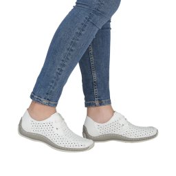 Pantofi dama de vara din piele naturala, Rieker L1722-80, alb