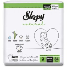 Scutece Bebelusi Sleepy Natural Double, Marimea 2 Mini, 3-6 kg, 84 Bucati