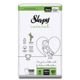 Set 2 x 60 Scutece Bebelusi Sleepy Natural Double, Marimea 4 Maxi, 7-14 kg