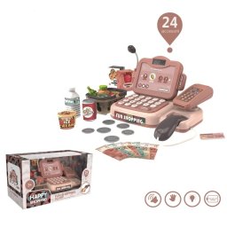 Casa de marcat de jucarie cu scanner, microfon si 24 accesorii, 25x16x15 cm