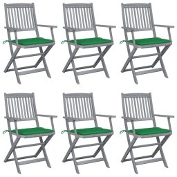 Scaune pliante de exterior cu perne 6 buc. lemn masiv de acacia GartenMobel Dekor