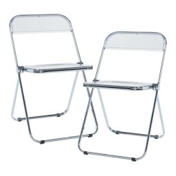 Set 2 scaune pliante transparente Pornainen, cadru metalic