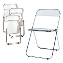 Set 4 scaune pliabile transparente pentru dining si bucatarie Pornainen