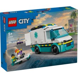 LEGO City Ambulanta de urgenta 60451, set de constructie cu 184 piese