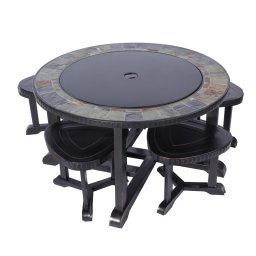 Gratar de gradina cu vatra Strend Pro Grill 3 în 1, 4 scaune, 105x75 cm
