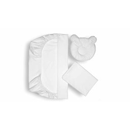 Set lenjerie pentru patut 60x120 cm cu pernuta ergonomica SomnArt, alb