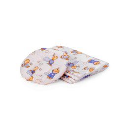 Set paturica si pernuta ergonomica pentru bebe SomnArt Ursuleti Alb/Albastru