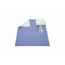 Set paturica bebe 100x110 cm cu perna Meduza albastru SomnArt