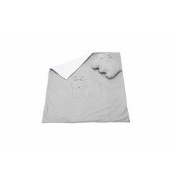 Set paturica brodata 100x110 cm si perna bebelusi Hipopotam SomnArt