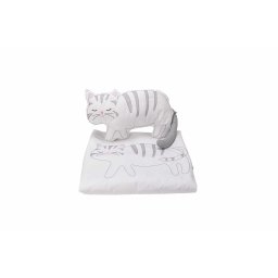 Set paturica brodata 100x110 cm cu perna Pisica pentru bebelusi