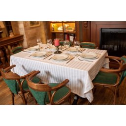 Set 2 fete de masa damasc Somnart 150x180 cm, 100% bumbac, albe