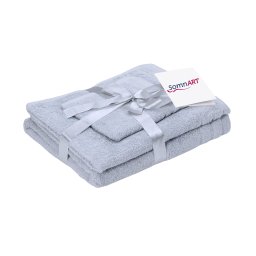 Set 3 prosoape din bumbac Somnart 600 GSM, gri, 30x50, 50x90, 70x140 cm