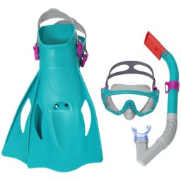 Set snorkeling Bestway Sparkle Water cu masca, tub si labe, multicolor