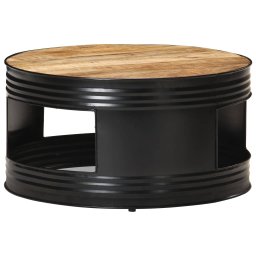 Masuta de cafea, negru, 68x68x36 cm, lemn masiv brut de mango GartenMobel Dekor