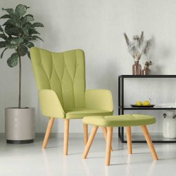 Scaun de relaxare cu taburet, verde, textil GartenMobel Dekor