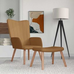 Scaun de relaxare cu taburet, maro, catifea GartenMobel Dekor