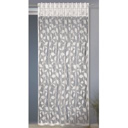 Perdea pentru living Freddy alba, model frunze, 140x245 cm