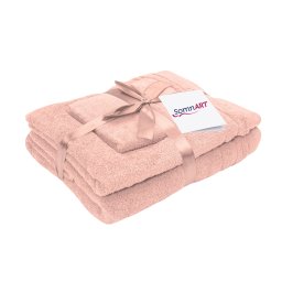 Set prosoape baie Somnart din bumbac 600 GSM, 3 piese, roz