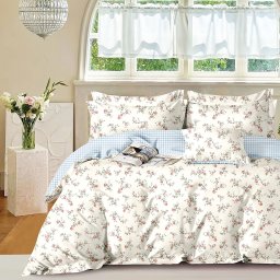 Lenjerie de pat Percale 2PXXL 4 piese, bumbac floral albastru PRC195