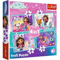Trefl: Marea aventură a lui Gabby 4 în 1 - puzzle cu 35, 48, 54, 70 piese