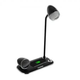 Incarcator wireless birou , 15W, Boxa Bluetooth 5W, Lampa de birou, Nostalgia, Negru