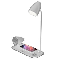 Incarcator wireless 15W, Boxa Bluetooth 5W, Lampa de birou, Nostalgia, Alb