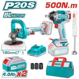 TOTAL - KIT COMBO 20V ( MASINA DE INSURUBAT ,MASINA DE POLISAT, BLENDER)