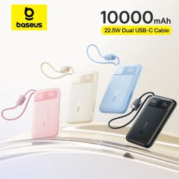 Baterie externa POWER BANK Baseus EnerFill FC11, 10000mAh, cablu integrat USB Type-C si Iphone Lightning, 22.5W, display, negru, "E0027R04" (timbru verde 0.98 lei) - 6932172699840