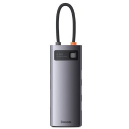 DOCKING Station Baseus Metal Gleam, conectare PC USB Type-C, USB 3.0 x 3, USB Type C x 1 PD 20V/5A, card reader SD/microSD, gri WKWG030213 (timbru verde 0.18 lei) - 6932172608231