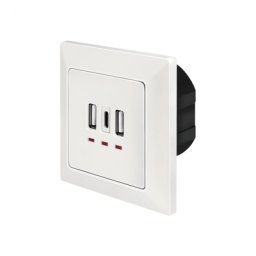 PRIZA LOGILINK, de perete, 2 x USB-A 5V/2.4A, 1 x USB-C 5V/3A, ingropata, martori LED, alb, PA0254 (timbru verde 0.18 lei)