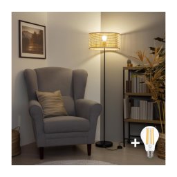 BRILAGI - Lampadar LED CERIA 1xE27/40W/230V diametru 40 cm bambus/negru