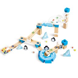 Set constructie din lemn, Labirintul Pinguinilor 112 piese, Hape, +3 ani