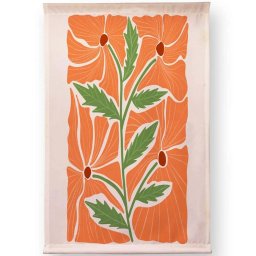 Decor de perete Re-Bloom, bumbac/poliester, portocaliu/verde/alb, 100 x 140 cm