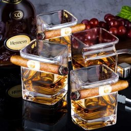 Set 4 pahare whiskey cu Suport Trabuc