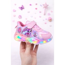 Adidasi roz cu luminite pentru fetite Ponei