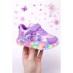 Adidasi mov cu luminite pentru fetite Ponei